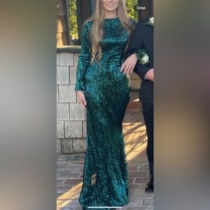 Green Sequins Maxi Formal Dress